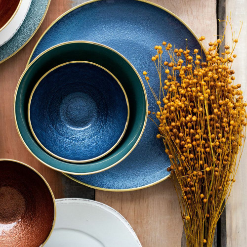Vietri Metallic Glass Sapphire Dinnerware Vietri Metallic Glass Sapphire Dinnerware